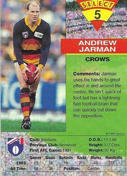 1994 Select AFL #5 Andrew Jarman Back